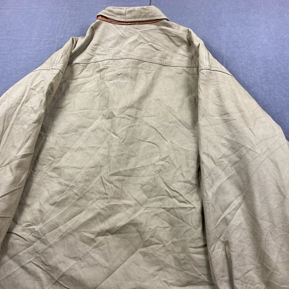 Orvis Mens Jacket XXL Beige Fleece Lined Shacket Outdoor Gorp Cabincore Canvas